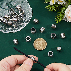 303ステンレススチール製ヨーロピアンビーズ30個  大穴ビーズ  スジ入りビーズ  コラム  ステンレス鋼色  10x8mm  穴：6.5mm&nbsp;STAS-DC0017-27