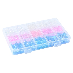 450個15スタイル透明アクリルビーズ  スター＆ハート＆フラワー  ミックスカラー  7~10x7~10x3~4mm  穴：1~1.5mm  30個/スタイル&nbsp;TACR-FS0001-30