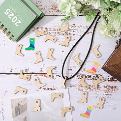 160個の木製ペンダント  ブーツ  フローラルホワイト  20x15x2mm  穴：3mm&nbsp;WOOD-CA0001-79B