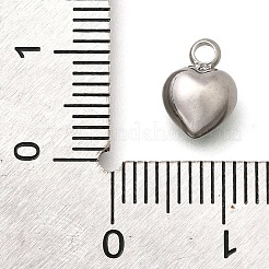 304ステンレススチール、ラインストーンペンダント付き  ハート  ジェット  9.5x6.5x4.5mm  穴：1.6mm&nbsp;STAS-Q346-01P-05