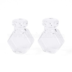 ガラスボトル  ビーズの容器  六角  透明  2~2.05x1.25~1.3x2.6~2.65cm  穴：6mm&nbsp;AJEW-N002-11