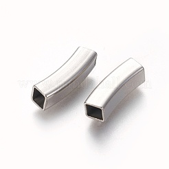 変色しにくい304ステンレススチールチューブビーズ  角穴  ステンレス鋼色  18x5x5mm  穴：4x4mm&nbsp;STAS-L226-057F-P