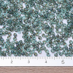 MIYUKIラウンドロカイユビーズ  日本製シードビーズ  11/0  （rr4506)透明シーフォームピカソ  2x1.3mm  穴：0.8mm  約50000個/ポンド&nbsp;SEED-G007-RR4506