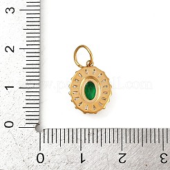 304ステンレススチールマイクロパヴェキュービックジルコニアペンダント  楕円形のチャーム  丸カン付き  ゴールドカラー  14x11x3.5mm  穴：4.5mm&nbsp;STAS-K307-10G