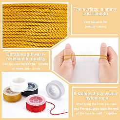5Rolls 5 Colors 3-ply Nylon Milan Cord&nbsp;OCOR-OC0001-40B