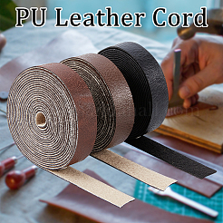 3ロール 3色 PUイミテーションレザーコード  衣類用  フラット  ミックスカラー  12.5x1.2mm  1ロール/色&nbsp;LC-GF0001-08B