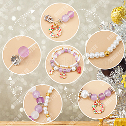 Diyのクリスマスブレスレット作りキット  ガラスパールビーズを含む  ギフトボックス&雪だるま&リース合金エナメルペンダント  ミックスカラー  438個/箱&nbsp;DIY-SC0022-58