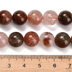 天然のレッドルチルクォーツビーズ連売り  ラウンド  10mm  穴：1.2mm  約33個/連  15.16''（38.5センチメートル）&nbsp;G-G300-A02-10mm