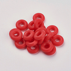 シリコンビーズ  DIYブレスレットの製作  ドーナツ  レッド  5x2mm  穴：1mm&nbsp;LS-SIL-E001-S-08