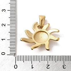 PVD真空メッキ304ステンレスペンダント  太陽のチャーム  ゴールドカラー  22x24x4mm  穴：3x7mm&nbsp;X-STAS-B053-26G