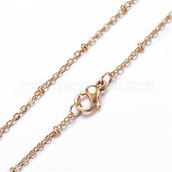 304ステンレススチールアズキチェーンネックレス  カニカン付き  ミックスカラー  17.91インチ（45.5cm）  1.5mm&nbsp;NJEW-P147-06