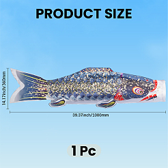 サテンの日本の鯉の吹流しの鯉のぼり旗  家の屋外の掛かる装飾  スチールブルー  1310mm&nbsp;AJEW-WH20098-041B