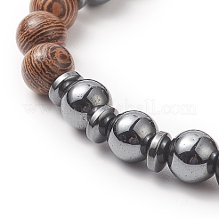 宝石と天然木ビーズのストレッチブレスレット（男女兼用）  3/8インチ（0.85cm）  内径：2-1/8インチ（5.5cm）&nbsp;BJEW-JB09295