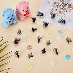 16セット8色のグリッタープラスチック人形の目とまつげ  ドールアイメイクアクセサリー  人形用DIYクラフト作り  ミックスカラー  22x14mm  2セット/カラー&nbsp;DOLL-GF0001-02