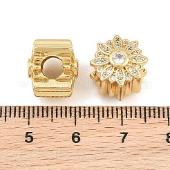 Brass Micro Pave Clear Cubic Zirconia European Beads&nbsp;CU-CBA765C-08G