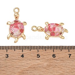 エナメルペンダント付き真鍮  カメのチャーム  18KGP本金メッキ  サクランボ色  24.5x13.5x4mm  穴：2mm&nbsp;KK-CBA61F8-04G-02