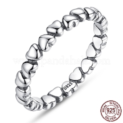with 925 Stamp Thailand Sterling Silver Heart Band Finger Rings&nbsp;RJEW-FF0003-01-18mm