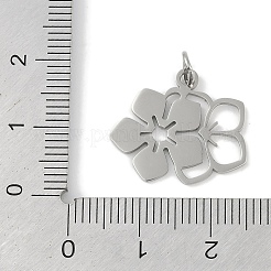変色しない304ステンレススチールペンダント  丸カン付き  レーザー切断  花のチャーム  ステンレス鋼色  17x19.5x1mm  穴：3.2mm&nbsp;STAS-L279-035P
