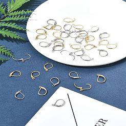 40個 2色 304ステンレススチール フレンチフックピアス金具  カン付き  ミックスカラー  15~15.5x10~10.5mm  穴：1.2~1.5mm  20個/カラー&nbsp;STAS-FS0001-69