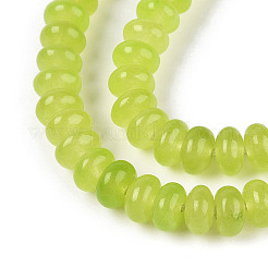 染め加工天然石ホワイトジェイドビーズ連売り  ロンデル  黄緑  6~6.5x4~4.5mm  穴：1mm  約86~90個/連  14.57~15.16''（37~38.5センチメートル）&nbsp;X-G-T139-59A-12