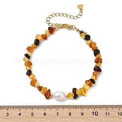 Natural Amber Chips Beaded Stretch Bracelets for Women&nbsp;BJEW-JB13716