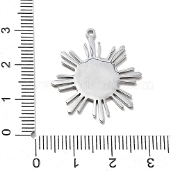 304ステンレスペンダント  太陽のチャーム  ステンレス鋼色  27x25x1.5mm  穴：1.6mm&nbsp;SA-CBA5609-02P