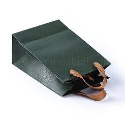 クラフト紙袋  ギフトバッグ  ショッピングバッグ  コットンコードハンドル付き  シーグリーン  22x15x0.3cm&nbsp;CARB-WH0009-01A-02