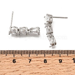 Brass Micro Pave Clear Cubic Zirconia Teardrop Dangle Stud Earrings&nbsp;EJEW-P322-09P