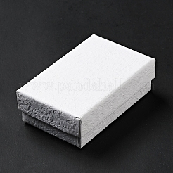 テクスチャ ペーパー ネックレス ギフト ボックス  中にスポンジマット付き  長方形  ホワイト  8.1x5.1x2.7cm  内径：4.6x7.3cm  深さ：2.5cm&nbsp;LS-OBOX-G016-C04-A
