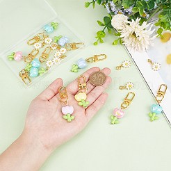 20Pcs 2 Styles Acrylic Glass Flower Pendants Decorations&nbsp;HJEW-PH0001-82