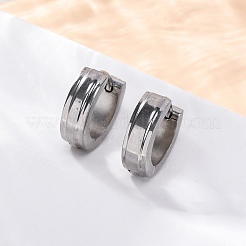 304ステンレススチール研磨効果フープピアス  ステンレス鋼色  13x4mm&nbsp;EJEW-M001-18P