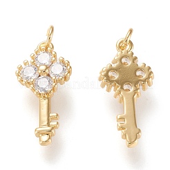 Brass Micro Pave Clear Cubic Zirconia Pendants&nbsp;ZIRC-K086-04G