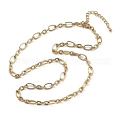 5.5MM 304 Stainless Steel Textured Oval Link Chain Necklaces&nbsp;NJEW-T016-12G