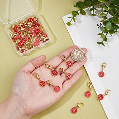 36Pcs 36 Style Letter A~Z & Number 0~9 Flat Round Alloy Enamel Pendant Stitch Markers&nbsp;HJEW-NB00019