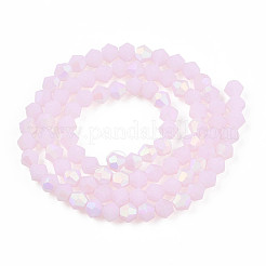 Imitation Jade Bicone Frosted Glass Bead Strands&nbsp;X-GLAA-F029-JM4mm-A02