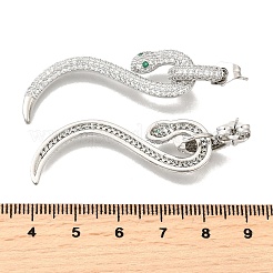 Snake Brass Cubic Zirconia Dangle Stud Earrings for Women&nbsp;EJEW-F367-01B-P