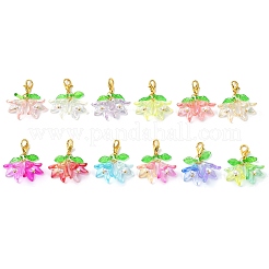12色の花のアクリルペンダントデコレーション12個  バッグの飾り用のロブスター クロー クラスプ チャーム  ミックスカラー  32mm  1pc /カラー&nbsp;HJEW-JM02718