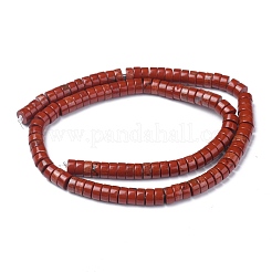 天然石レッドジャスパービーズ連売り  ヒシビーズ  フラットラウンド/ディスク  6x3mm  穴：1mm  約119~131個/連  14.76~15.74インチ（37.5~40cm）&nbsp;G-Z006-C33