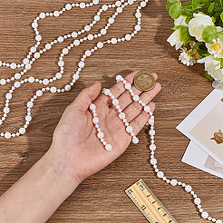 プラスチック製の模造真珠ビーズトリムガーランド連6個  ドアカーテンに最適  結婚式の装飾のDIY材料  フローラルホワイト  1/8インチ（4.5mm）  約5.47ヤード（5m）/セット&nbsp;DIY-MA0006-87