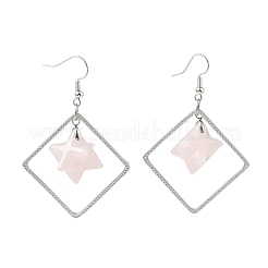 Rhombus Brass Dangle Earrings&nbsp;EJEW-D360-01P-02