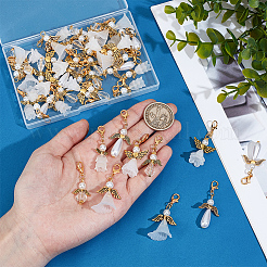 48Pcs 6 Styles Angel Acrylic & Alloy Pendant Decorations&nbsp;PALLOY-PH01799