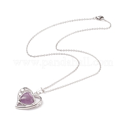 Heart Natural Mixed Stone Pendant Necklaces&nbsp;NJEW-JN03968