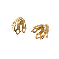 フラワー真鍮ビーズキャップベイル  カドミウムフリーと鉛フリー＆ニッケルフリー  18KGP本金メッキ  7.5x7.5mm  穴：1.5mmと1mm&nbsp;KK-CBA1A60-23A-G