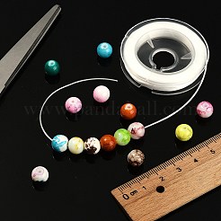 フラット弾性クリスタルストリング  紐コードの水晶の線  ホワイト  0.8mm  約10.93ヤード（10m）/ロール&nbsp;X-EW-F001-13