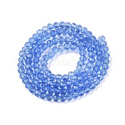 ガラスビーズ連売り  多面カット  ロンデル  ライトスカイブルー  4mm  穴：0.9mm  約105~110個/連  38~39cm&nbsp;LS-EGLA-A044-T4mm-D14
