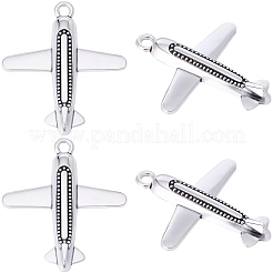 チベット風アロイペンダント30個  航空機のテーマ  アンティークシルバー  35x31x3.5mm  穴：2.5mm&nbsp;TIBEP-SC0003-47