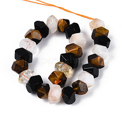 Natural Obsidian & Citrine & Tiger Eye Beads Strands&nbsp;G-N358-01A-05