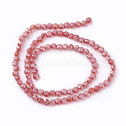 Faceted Flat Round AB Color Plated Frosted Crystal Glass Beads Strands&nbsp;EGLA-F014-B