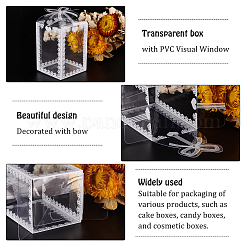 透明なPVCボックス  キャンディーギフトボックス  結婚披露宴のベビーシャワーの荷箱のため  弓と長方形  ホワイト  5x5x7cm  展開：162x100mm&nbsp;CON-BC0002-12A
