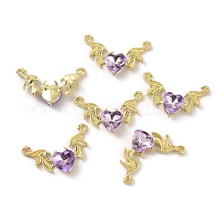 黄金合金コネクタ チャーム  アクリルラインストーン付き  ウイング  スミレ  20x31.5~32x6mm  穴：1.4mm&nbsp;FIND-CJC0006-45F